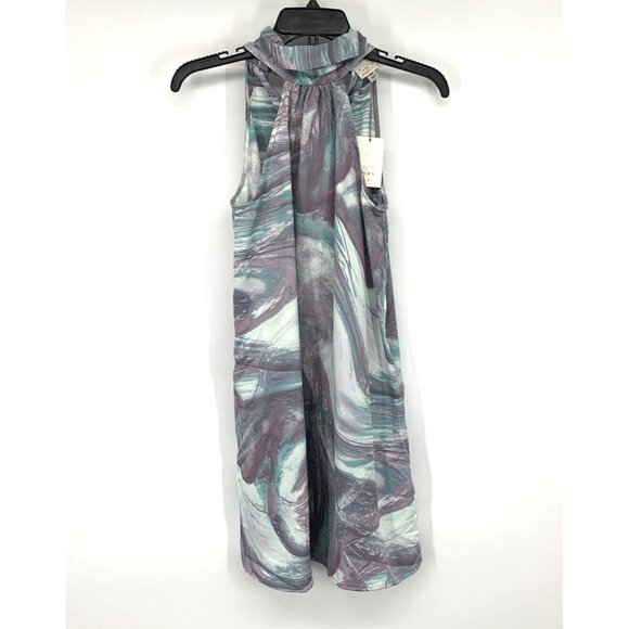 A New Day Dress Blue Purple Marble Swirl Halter Neck Sleeveless NWT - Picture 2 of 10